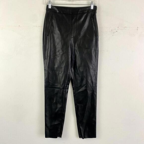 LULUS black high rise leather straight leg pants - Picture 3 of 6